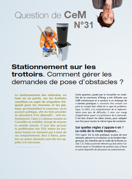 Stationnement sur les trottoirs. Comment gérer les demandes de pose d’obstacles ?